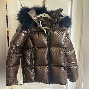 Scotch Bonnet NYC brown puffer coat jacket